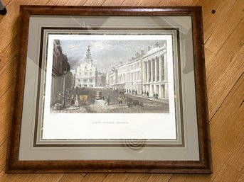 2B3/ Framed Print - William Henry Bartlett - State Street Boston 1800's Scene