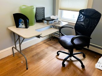 2B3/ 6pcs - Folding Computer Desk, Desk Chair And Accessories