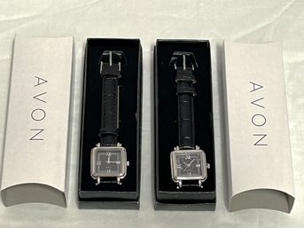 SH/ Bag 2pcs - Womens Avon Black Square Watches W Roman Numerals, Black Bands