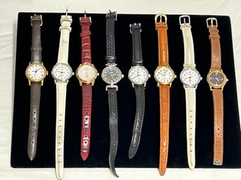 SH/ 8pcs - Womens Watches W Leather Bands - Timex, Avon, Indiglo Etc - Numbers And Roman Numerals