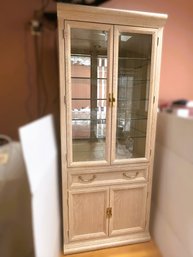 1K/ Hooker Baystone Wall Display Cabinet - Washed Oak Finish Washed Oak Finish, Oak Veneers, Glass Doors & Sh