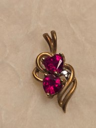 10k Gold Red Stones Pendant