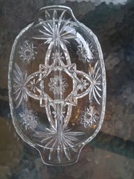 Vintage Glass Cut Serving Dish