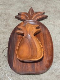 Wood Pineapple Platters Set Of 2 Hawaiian
