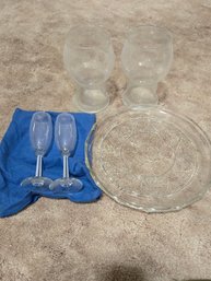 Glass Plates, Champagne Glasses, Vase/candle Holders