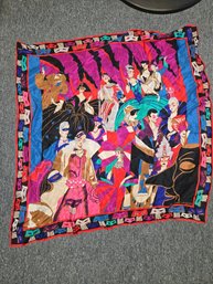 1990's Adrienne Vittadini Large Silk Masquerade Ball Scarf