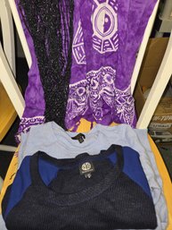 Cashmere Lt Blue Xs Sweater,  Bobeau Dk Blue M, 2 Scarfs Purple Black