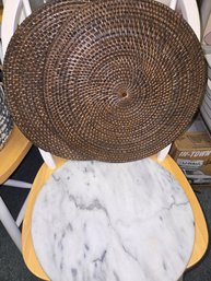 Rounds Marble Platter,  2 Wicker Chargers