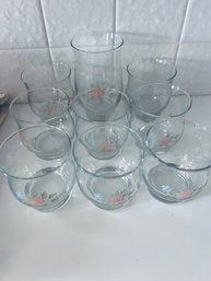 Decorative Glassware - Drinking Glasses With Floral Motif