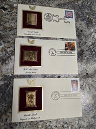 22kt Gold Stamp & Envelope - Lucille Ball, Amish Quilts, Folk Musician,