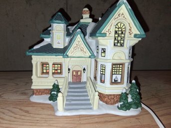 Lighted Village House White Green