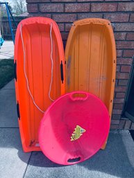 Snow Sleds - Set Of 3 Sleds, Made With Durable And Sturdy Plastic