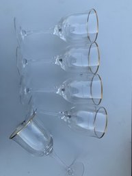 Wine Glasses Clear With Gold Rim Set Of 5