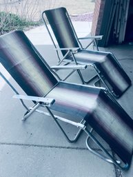 Camping/Back Yard Chairs - Set Of Two Reclining Chaise Type