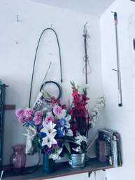 Faux Flowers, Vases, Books And Catalog