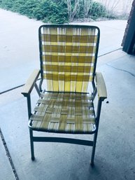 Vintage Lawn/Beach Chair - Aluminum Webbed Lawn Chair Woven Seat And Back, Classic 1970s Style