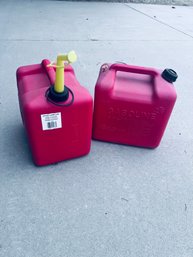 Gas Can Set #1 -  2 Plastic Gas Cans With Spouts. 5 Gallons Each