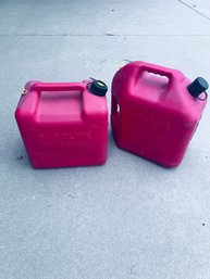 Gas Can Set #3 -  2 Plastic Gas Cans With Spouts. 5 Gallons Each