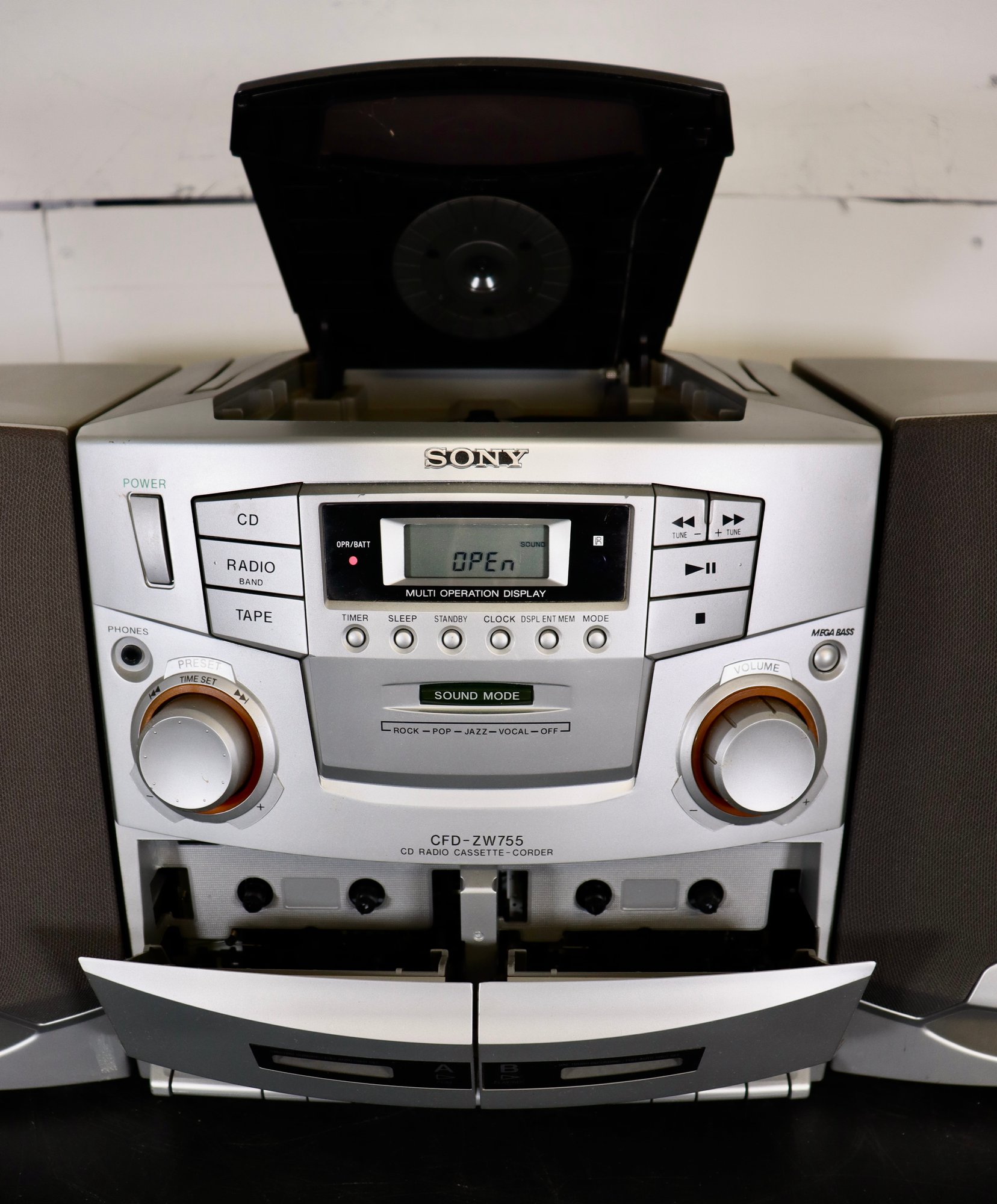 SONY CFD-ZW755 Stereo System Boombox CD/Dual Cassette AM/FM Radio TESTED  WORKING