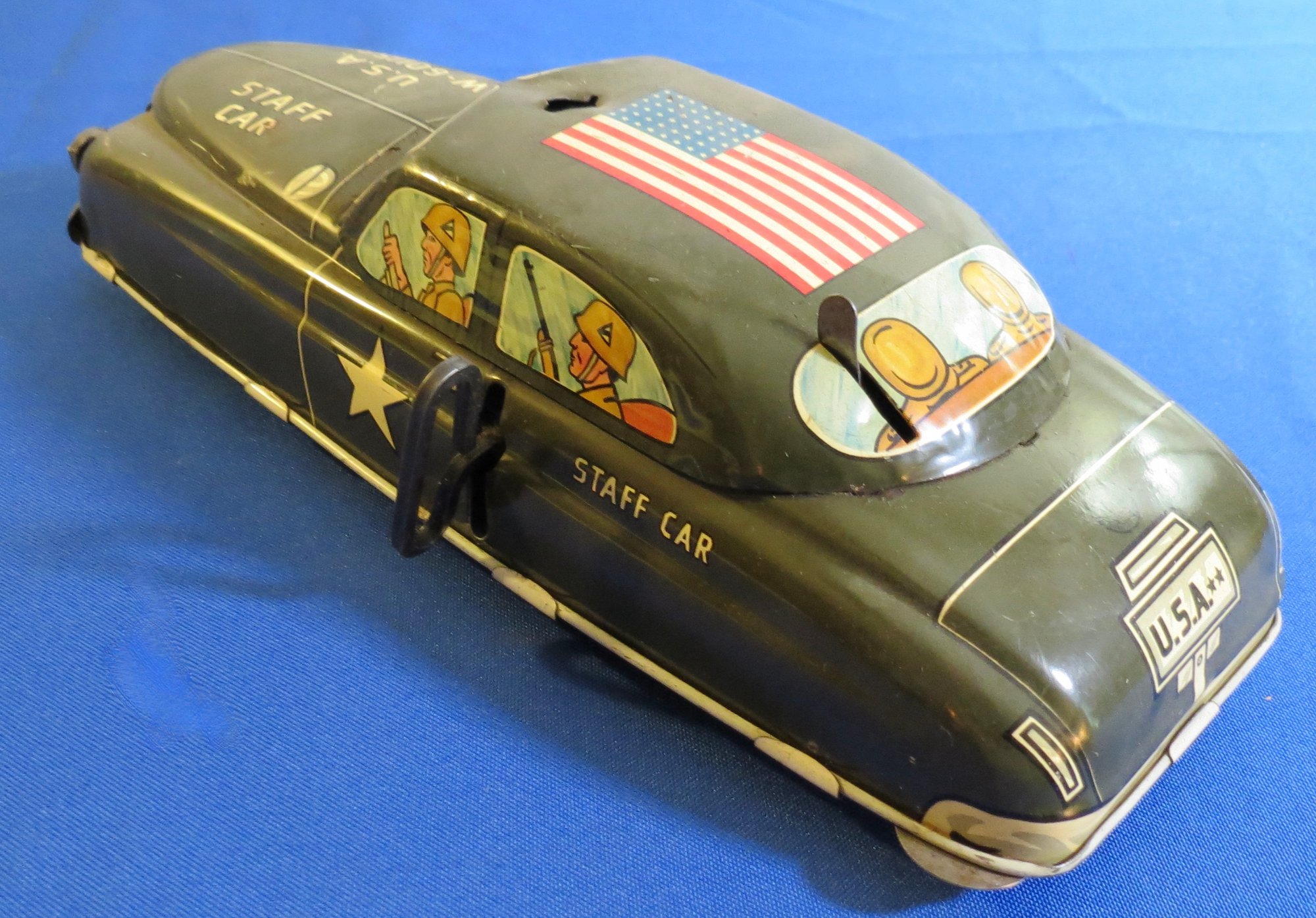 Lot 91- RARE - 3 Cars -1940s Marx - Antique Toy Tin Litho Vehicle
