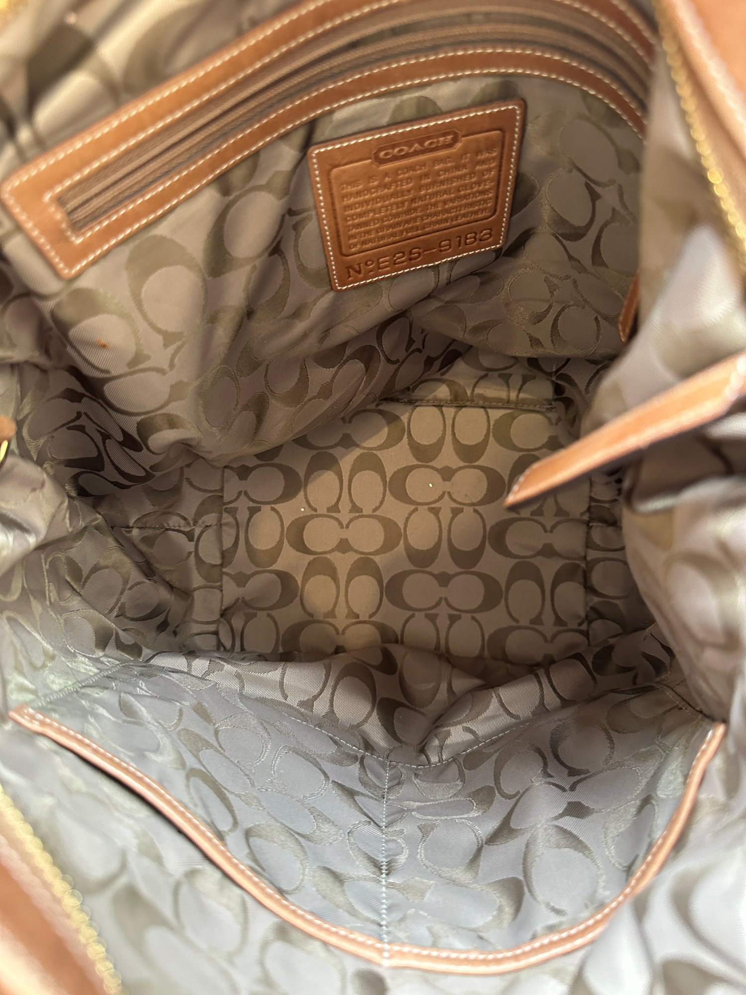 COACH / バッグ/レザー/BRW/無地/E2S-9183 Lot 240 -Large Vintage Coach Hobo Bucket Bag Purse In Camel