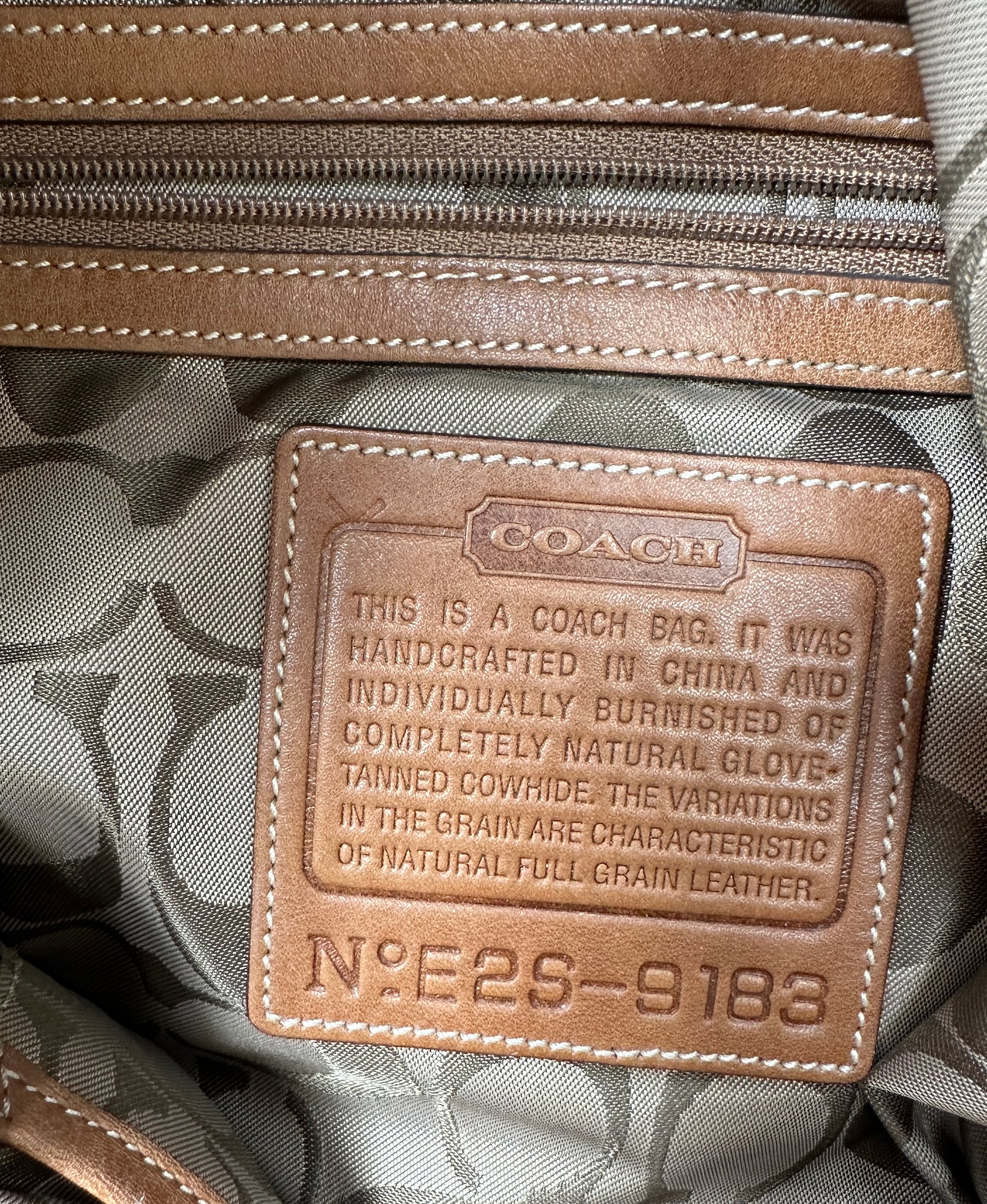 Lot 240 -Large Vintage Coach Hobo Bucket Bag Purse In Camel