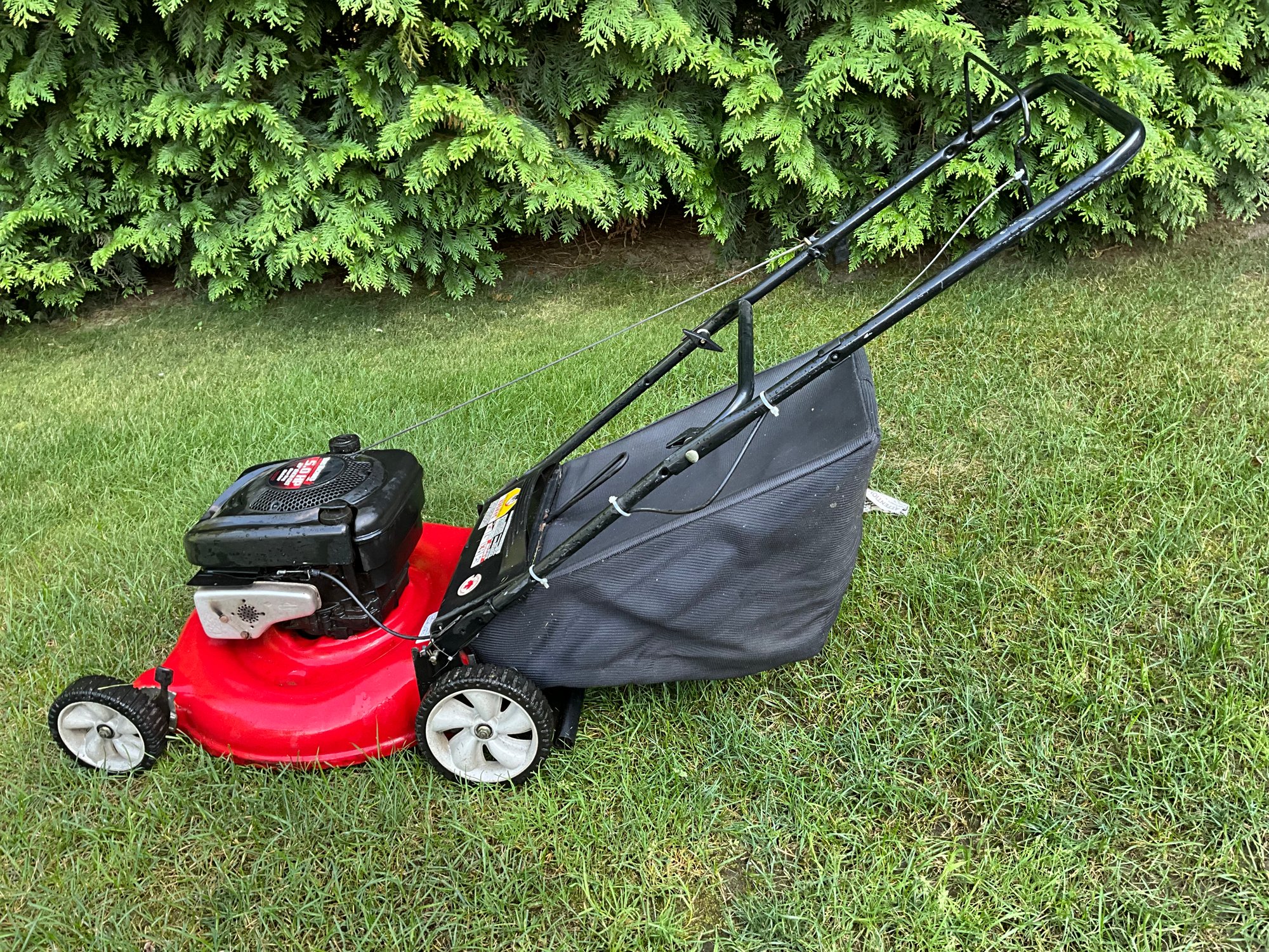 Lot A- Yard Machine Push Lawn Mower HP 21 Inch Cut With Bagger - Main Image