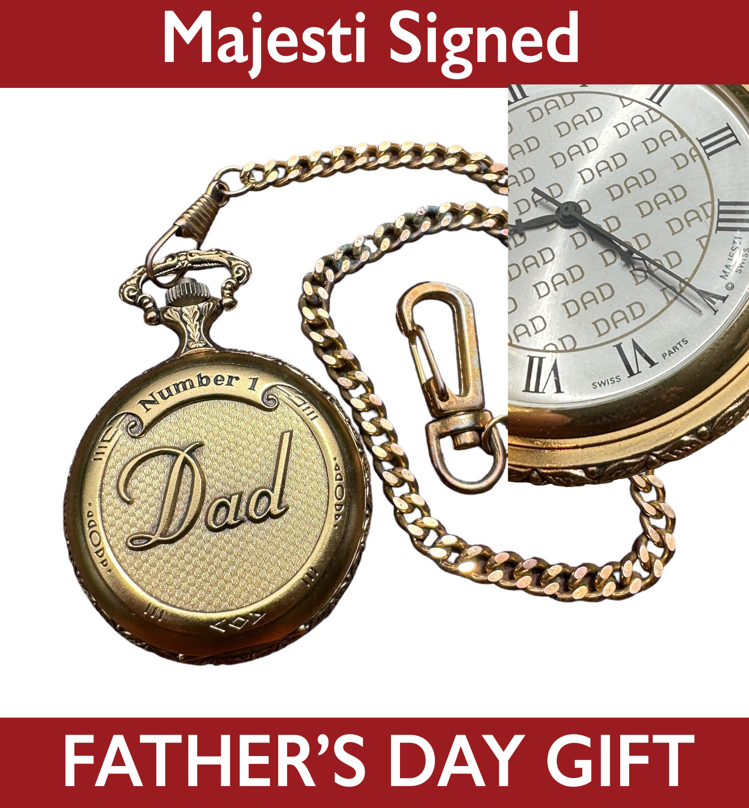 Dad Majesti Swiss Quartz Pocket Watch Father's Day Pocket