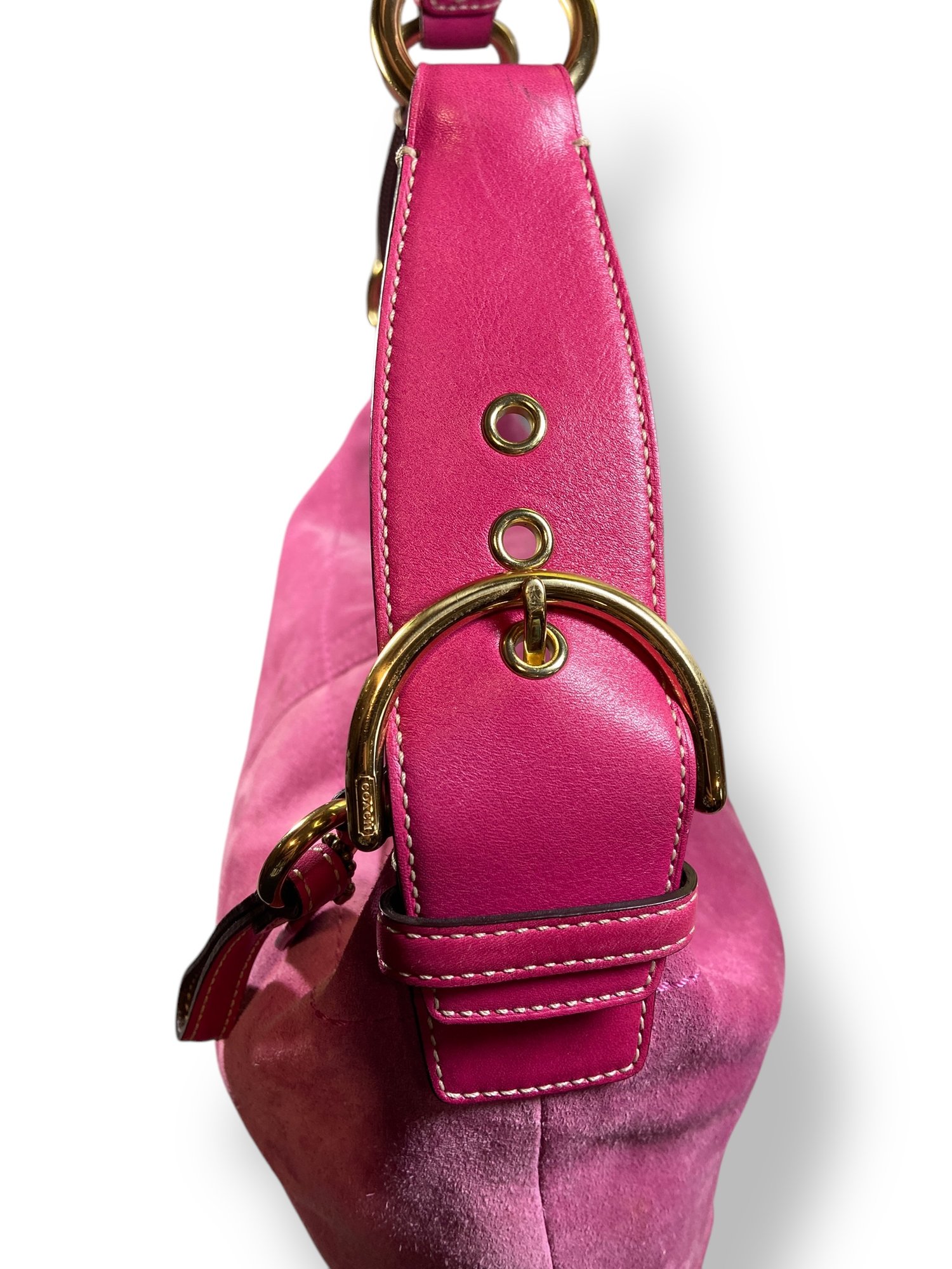 Lot 732 - Coach Y2K Pink Soho Suede Legacy Bag Purse 3658 #22233