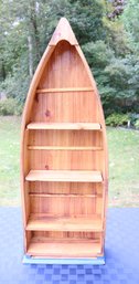 Lot 202 - Decorative Blue Painted Pine Wood Boat Nautical Ocean Sealife Shelf  - 36 Inches