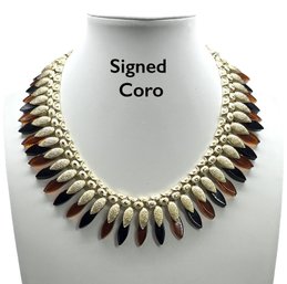 Lot 924LC - 1960s Signed Coro MCM Lucite Egyptian Revival Collar Necklace