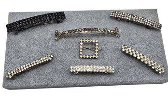 Lot 933LC - 7 Art Deco Sparkly Hair Jewelry - Rhinestone Barrettes & Hairclips - Beautiful Bride!