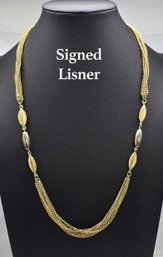 Lot 969LC - Lisner Signed Mid Century Costume Gold Multi-strand Necklace