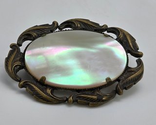 Lot 974LC - Signed Austria Antique Mother Of Pearl Brooch - Victorian Era Pin