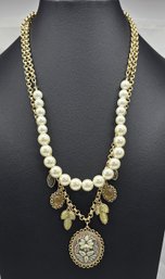 Lot 994LC - Lia Sophia Signed Really Pretty Double Strand Necklace With Faux Pearls, Cabochuns