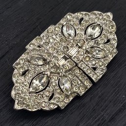 Lot 808LC - Art Deco Clear Rhinestones Brooch Shoe Clips Made Into Pin