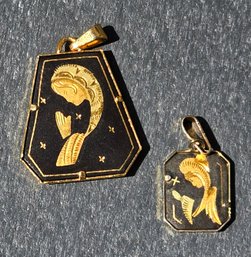 Lot 861LC - Damascene Praying Virgin Mary Costume Black & Gold Handcrafted Vintage Pendants