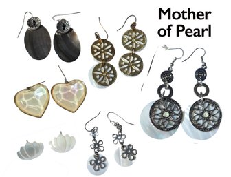 Lot 863LC - I Love Mother Of Pearl & Lip Shell MOP Pierced Earrings - 6 Pairs - Really Nice Collection!