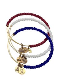 Lot 907WA - Alex & Ani - Red, White & Blue Beaded - Made In USA - Collection Of 3 Bracelets - Celebrate!