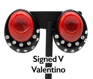 Lot 937WA - 1980s Signed V Valentino Clip-On Earrings