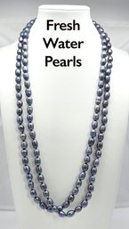 Lot 942WA - Elegant Fresh Water Pearl Long Necklace In Grey Peacock