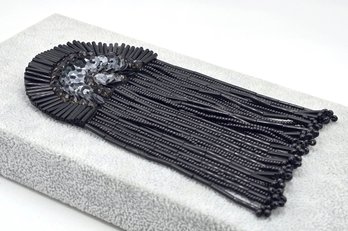 Lot 949WA - 1920s Style - Art Deco - Black Bead & Sequin Brooch