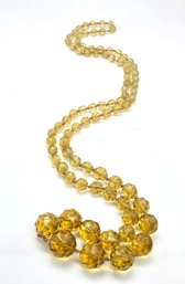 Lot 950WA - Amber Color Crystals Hand Knotted Necklace