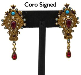 Lot 959WA - Stunning Signed Coro Clip-on Earrings (2 Missing Pearls)