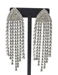Lot 967WA - Hollywood Glam - Long Rhinestone Clip-on Earrings