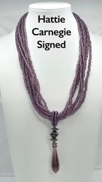 Lot 969WA - Highly Collectible Hattie Carnegie Signed Multi-strand Purple Glass Bead Necklace - Germany