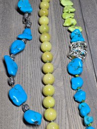 Lot 972WA - Chunky Turquoise Necklaces - Beads Yellow / Green Stones For Jewelry Making
