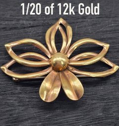 Lot 848LC - 1/20 12K GF Gold Filled Floral Pin - Vintage Jewelry