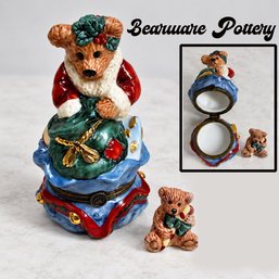 Lot 227 - Ceramic Bearware Pottery Figurine Vintage Trinket Box Holder With Mini Bear Inside
