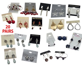 Lot 905A -new! 20 Pairs Of Costume Earrings